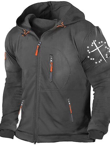 Herren Graphic Kreuz Langarm Sweatshirts Mit Kapuze Strassenmode Basic Sport & Natur Sport Herbst Winter Schwarz Dunkelgray Grau Bekleidung Designer Heißprägen S M L XL XXL 3XL