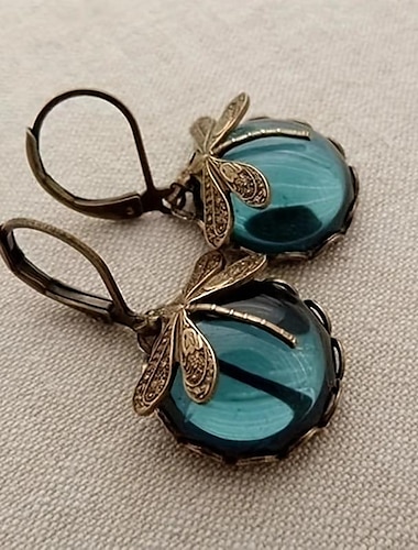  1 paar vintage libelle groene kristallen bungelende oorbellen, boho oorbellen, sieradenpakketten, moederdagcadeaus, verjaardagscadeaus, vakantiecadeaus, vrouwmeisjescadeaus, feestartikelen