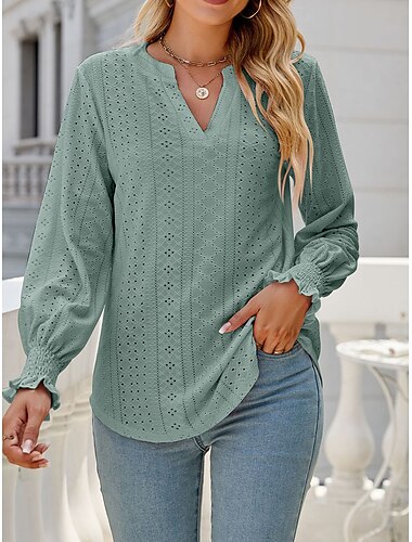  Hemd Bluse Damen Schwarz Weiß Rosa Feste Farbe Ausgehöhlt Täglich Modisch Hemdkragen Regular Fit S