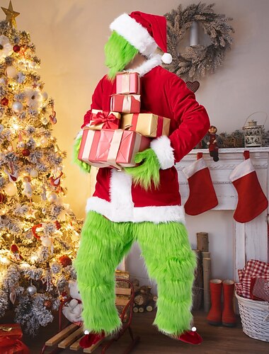  Monstruo Verde Peludo Accesorios Disfraces de cosplay Hombre Navidad Víspera de Todos los Santos Carnaval Nochebuena Adulto Fiesta y Noche Víspera de año nuevo
