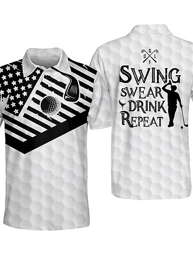  Kerstmis Voor heren Gestreept Sport Poloshirts Golfshirt Korte mouw Poloshirt Overhemden met kraag Casual Sportkleding Vakantiekleding 3D-afdrukken Knop Herfst Zwart Wit Geel