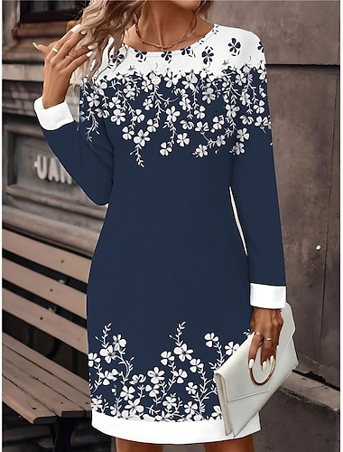 Γυναικεία Καθημερινό φόρεμα Φόρεμα φούτερ Μίνι φόρεμα Ενεργό Μοντέρνα ΕΞΩΤΕΡΙΚΟΥ ΧΩΡΟΥ Αργίες Διακοπές Στρογγυλή Ψηλή Λαιμόκοψη Στάμπα Φλοράλ Χαλαρή Εφαρμογή Μαύρο Κρασί Βαθυγάλαζο Τ M L XL XXL