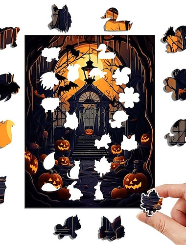  Puzzle en bois animal irrégulier tridimensionnel d'halloween, station indépendante, source d'explosion, fabricants