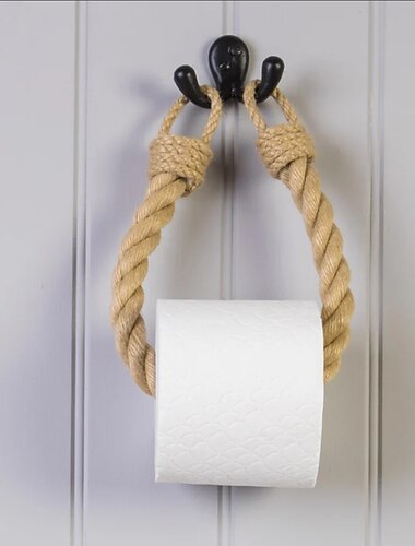  حامل ورق التواليت بحبل القنب العتيق - سهل التجميع، حامل منشفة الجوت للحمام أو المطبخ، حامل لفافة المرحاض، رف منشفة الحياكة، خطاف تعليق منشفة الحمام