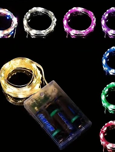  1m-10leds/2m-20leds/3m-30leds/5m-50leds/10m-100leds koperdraad lichtslinger met accubak waterdicht en niet-geleidend kerst halloween bruiloft festival binnen en buiten decoratief licht