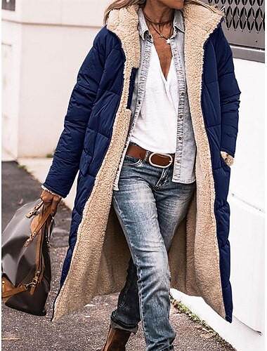  Damen Wintermantel puffer jacket Fleecejacke Mantel Outdoor Strasse Freizeitskleidung Herbst Winter Lang Mantel Regular Fit warm Windundurchlässig Zeitgenössisch Brautkleider schlicht Streetstyle