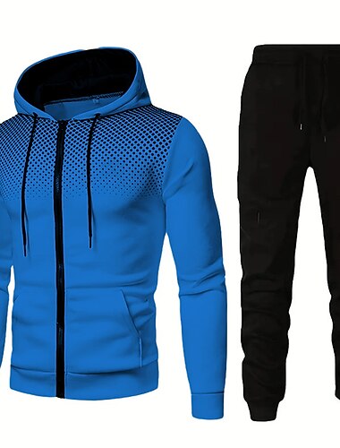  Herren Hoodie Sweatshirt Kapuze Trainingsanzug Jogginganzug Schwarz Weiß Rote Blau Dunkelgray Mit Kapuze Geometrisch 2 teilig Sport & Natur Täglich Festtage Strassenmode Cool Brautkleider schlicht