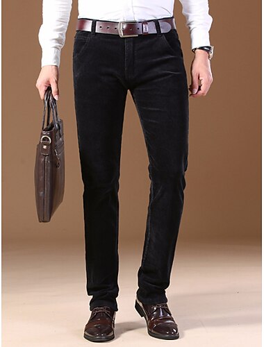  Herre Pæne bukser Fløjlsbukser Vinterbukser Bukser Suit Bukser Lomme Vanlig Komfort Åndbart udendørs Daglig I-byen-tøj Mode Afslappet Mørk kaki Sort