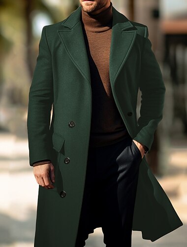  Herren Wintermantel Mantel Peacoat Outdoor Freizeitskleidung Herbst Winter Polyester warm Wasserdicht Oberbekleidung Bekleidung Modisch Strassenmode Glatt Kargen Doppelreihiger Verschluss