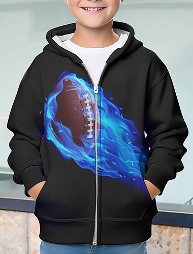 للصبيان 3D الرسم إطلاق النار هوديي معطف ملابس الخارح كم طويل طباعة ثلاثية الأبعاد الخريف الشتاء موضة أناقة الشارع كوول بوليستر أطفال 3-12 سنة الأماكن المفتوحة فضفاض مناسب للبس اليومي عادي