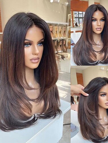  Peluca Cabello humano remy Cierre 4x13 Cabello Brasileño Recto Múltiples colores Parte libre Mujer Densidad 130% 150% con pelo de bebe Cabello Ombre Larga A1 Pelucas de Cabello Natural