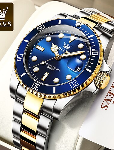  OLEVS Men Quartz Watch Minimalist Fashion Casual Wristwatch Luminous Calendar Waterproof Decoration Steel Watch