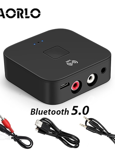  Vaorlo récepteur nfc adaptateur bluetooth 5.0 avec prise aux 3.5mm pour kit voiture haut-parleur et casque récepteur sans fil musique stéréo