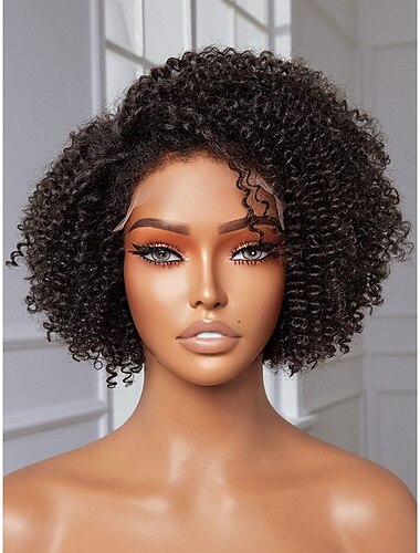 12 4c bordes rayita peluca afro rizada pelucas cortas 5x5 cabello humano pre desplumado nudos blanqueados peluca rizada rizada densidad 180
