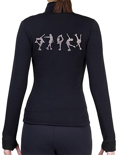  Fleecejack voor kunstschaatsen Dames Voor meisjes Schaatsen Jack Kleding Bovenlichaam Wit Geel Roze Duimopening Rekbaar Opleiding Wedstrijd Kunstschaatskleding Thermisch Warm Kristal / Bergkristal