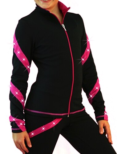 Fleecejacke fürs Eiskunstlaufen Damen Mädchen Eislaufen Jacke Shirt Rosa Blau Purpur elastisch Ausbildung Wettbewerb Eiskunstlaufkleidung warm Kristalle Langarm Eislaufen Eiskundstlauf