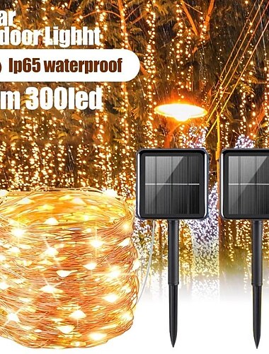  5 m 10m 20m Cuerdas de Luces 50/100/200/300 LED EL Blanco Cálido Blanco Fresco Multicolor Luces de alambre de cobre Víspera de Todos los Santos Boda Decoración navideña 5 V