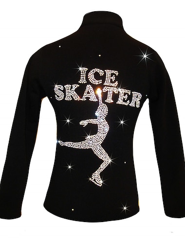  Fleecejakke til skøyteløp Dame Jente Skøyteløp Jakke Topper Hvit Rød Blå Elastisk Trening Konkurranse Skøyteklær Hold Varm Krystall / Rhinstein Langermet Skøyting Kunstløp
