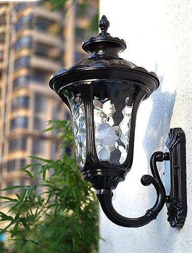  led vegglampe lysarmatur antikk vegglampe lykt utvendig vanntett rustsikker aluminium glass lykt vegglampe lykt gårdsplass hage balkong villa dekorative lys 110-240v