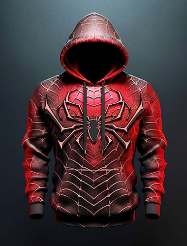  Halloween Spider: No Way Home Mens Graphic Hoodie Spiders Web Fashion Daily Basic 3D Print Pullover Sports Outdoor Holiday Vacation Hoodies #1 #2 #3 Hooded Front Pocket Spider Red Cotton
