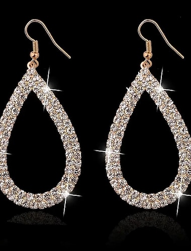  Women's Crystal Drop Earrings Fine Jewelry Classic Precious Stylish Simple Earrings Jewelry Silver / Gold For Wedding Party 1 Pair