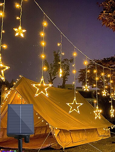  Светодиодная лампа на солнечной батарее со звездой и луной с пультом дистанционного управления, рождественское праздничное рождественское освещение, светодиодные гибкие гирлянды для газона, двора,