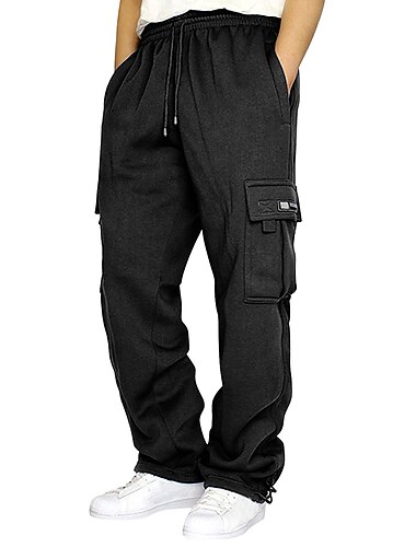  Herre Cargo joggebukse Joggebukser Joggere Bukser Lomme عادي Komfort Myk utendørs Daglig Ut på byen Mote Fritid Mørk kaki Svart