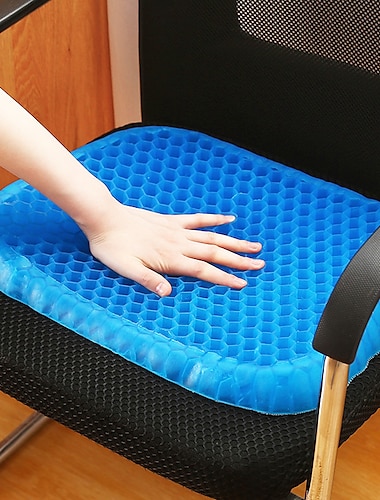  Cojín de gel para asiento, transpirable, grueso y de gran tamaño, con forma de panal, que absorbe los puntos de presión y tiene una funda antideslizante para silla de ruedas.