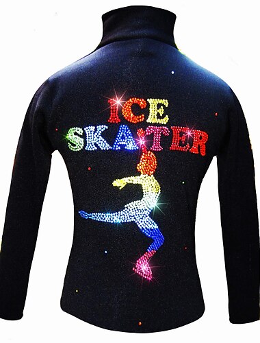  Fleecejacke fürs Eiskunstlaufen Damen Mädchen Eislaufen Jacke Shirt Weiß Rot Blau elastisch Ausbildung Wettbewerb Eiskunstlaufkleidung warm Kristalle Langarm Eislaufen Eiskundstlauf