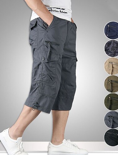  Voor heren Cargohosen Cargo-broek Werkbroeken Cropped Meerdere zakken Effen Camouflage Kleur Comfort Ademend Kuitlengte Casual Dagelijks Streetwear Sport Modieus kurkuma Zwart Micro-elastisch