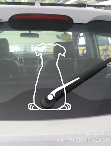  Cartoon niedlichen Hund hinten Glas Aufkleber Autoaufkleber