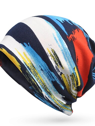  Unisexo Sombrero de Beanie Gorro de punto Azul Piscina Café Poliéster Estampado Viaje Exterior Vacaciones Patrón Resistente al Viento Templado
