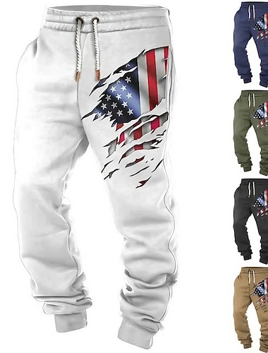 Bandeira americana Casual Homens Impressão 3D Calças Esportivas Corredores Calças Ao ar livre Rua Casual / Diário Poliéster Preto Branco Azul Marinha S M L Cintura Média Elasticidade Calça   Bandeira americana Casual Homens Impressão 3D Calças Esportivas Corredores Calças Ao ar livre Rua Casual / Diário Poliéster Preto Branco Azul Marinha S M L Cintura Média Elasticidade Calça