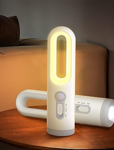  Led sensor de movimento luz noturna 2 em 1 lanterna portátil com sensor do anoitecer ao amanhecer para quarto banheiro leitura acampamento