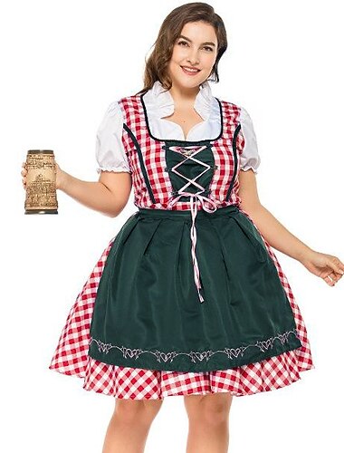  Plus rozmiar oktoberfest tradycyjny niemiecki piwny kostium dziewczęcy dirndl bluzka trachtenkleider fartuch 3 szt. monachium bawarski kostium