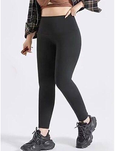  Women's Plus Size Leggings Fashion Streetwear Full Length High Waist Solid Color Patchwork Comfort Breathability Soft Micro-elastic Vacation Street Daily Grey Black Fall Winter