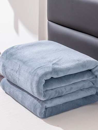  Superweiche Korallen-Fleece-Decke, leicht, einfarbig, rosa-blauer Kunstfell-Nerz-Überwurf, Sofabezug, Tagesdecke, Flanelldecken, Fleece-Decke, Sherpa-Decke