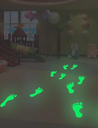  暗闇で光る足跡ステッカー デカール 輝く面白い装飾アミューズメントパーク 幼稚園 寝室 素晴らしい壁の装飾 女の子と男の子のギフト ハロウィン用 2個