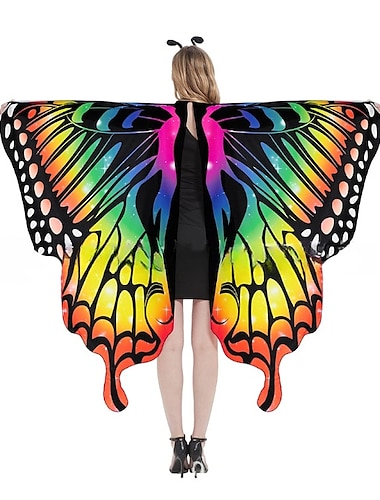  Mariposa Disfraz de carnaval Arco iris Alas Máscara Bandana Adulto Mujer Disfraz divertido Fiesta Desfile del orgullo Mes del Orgullo Víspera de Todos los Santos Carnaval Mardi Gras Disfraz de