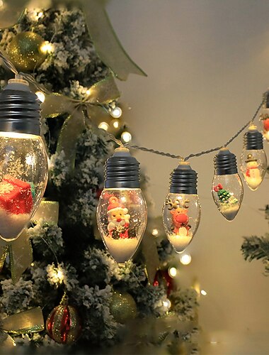  Guirnalda de luces navideñas para árbol de Navidad, bombilla de nieve, cadena de luces de 1,5 m, 10led, decoración de luces de hadas, fiesta de año nuevo, Navidad, dormitorio interior, árbol,