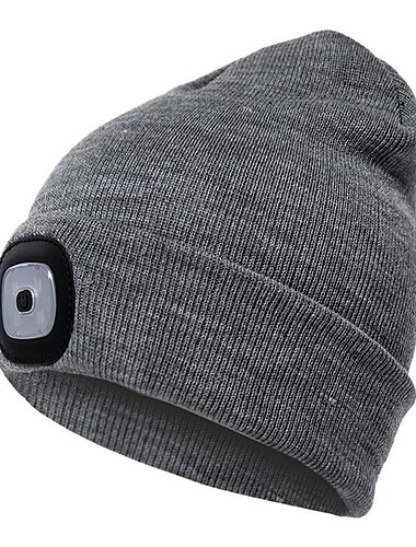  Beanie-Mütze, Unisex, mit Licht, wiederaufladbar über USB, 4 LEDs, warme Strickmütze für Papa, Vater, Männer, Frauen, Ehemann, Strickmütze, Weihnachtsgeschenke