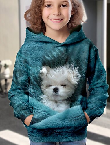  Κοριτσίστικα 3D Σκύλος Φούτερ με Κουκούλα Pullover Μακρυμάνικο 3D εκτύπωση Φθινόπωρο Χειμώνας Ενεργό Μοντέρνα χαριτωμένο στυλ Πολυεστέρας Παιδιά 3-12 χρόνια 4-12 χρόνια ΕΞΩΤΕΡΙΚΟΥ ΧΩΡΟΥ Causal