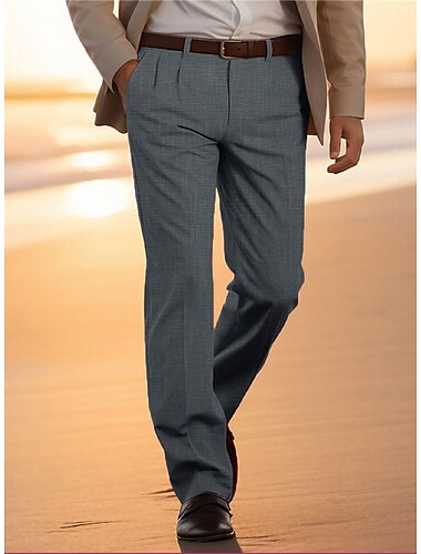  Per uomo Pantaloni Chino Pantaloni casual Tasca frontale Liscio Comfort Traspirante Attività commerciale Informale Giornaliero Di tendenza Essenziale Giallo Grigio chiaro