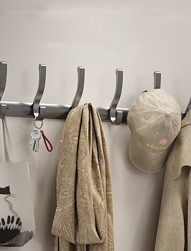  Espacio negro de aluminio gancho para ropa gancho para toalla baño cocina fila gancho ropa gancho sombrero gancho sin perforación