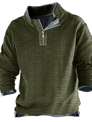  Men's Waffle Tee T Shirt Waffle Henley Shirt Henley Shirt Long Sleeve Henley Spring &  Fall Plain Fashion Designer Basic Vacation Street Going out Light Brown Brown Green Top Tee for Men