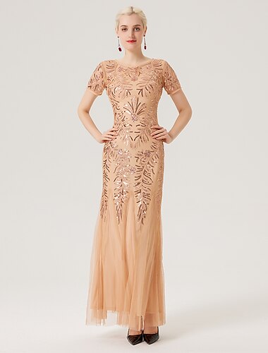 Années Folles Années 1920 Robe de cocktail Longueur cheville Robe Charleston Robe Robes de Bal Gatsby le Magnifique Charleston Invité au mariage Paillettes Broderie Femmes Mariage Soirée robe