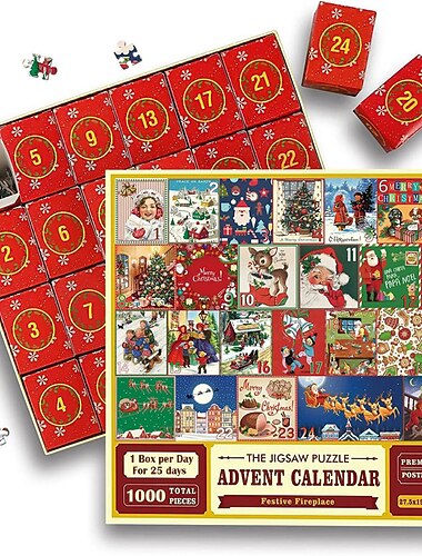  kalendarz adwentowy na Boże Narodzenie puzzle zestaw odliczanie do Bożego Narodzenia puzzle pudełko z niespodzianką zabawka dla dzieci prezent na prezenty świąteczne