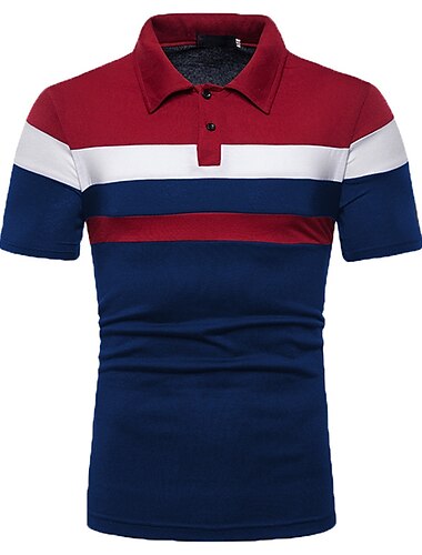  Herren Poloshirt Golfhemd Casual Festtage Kargen Kurzarm Modisch Basic Farbblock Klassisch Sommer Regular Fit Dunkelrot Feuer rot Schwarz Weiß Dunkelmarine Grau Poloshirt
