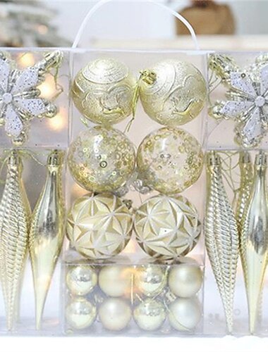  40-teiliges Christbaumschmuck-Kugelset, weiße und rote Weihnachtskugeln, bruchsichere Weihnachtskugeln, Ornamente für den Weihnachtsbaum