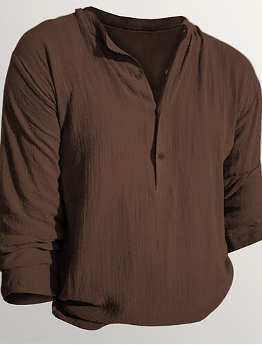  Herren Henley Shirt langarmshirt Glatt Henley Strasse Urlaub Langarm Bekleidung Leinen Designer Basic Moderne zeitgenössische